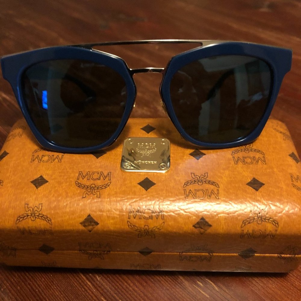 MCM Sunglasses 649S Blue and gold with case